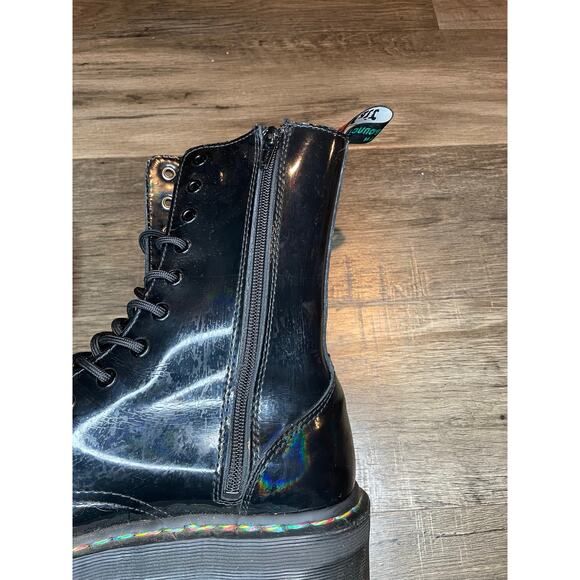 Dr. Martens Jadon Hi Black Combat Boots High Women’s 12 Rainbow Grunge Punk Boho - Picture 4 of 9